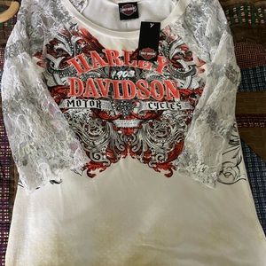Harley Davidson quarter length sleeve shirt
